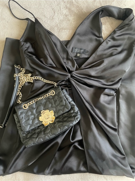 Ted Baker London Dresses & Skirts - Ted Baker London Satin Dress & Leather Rose Lock Bag Set